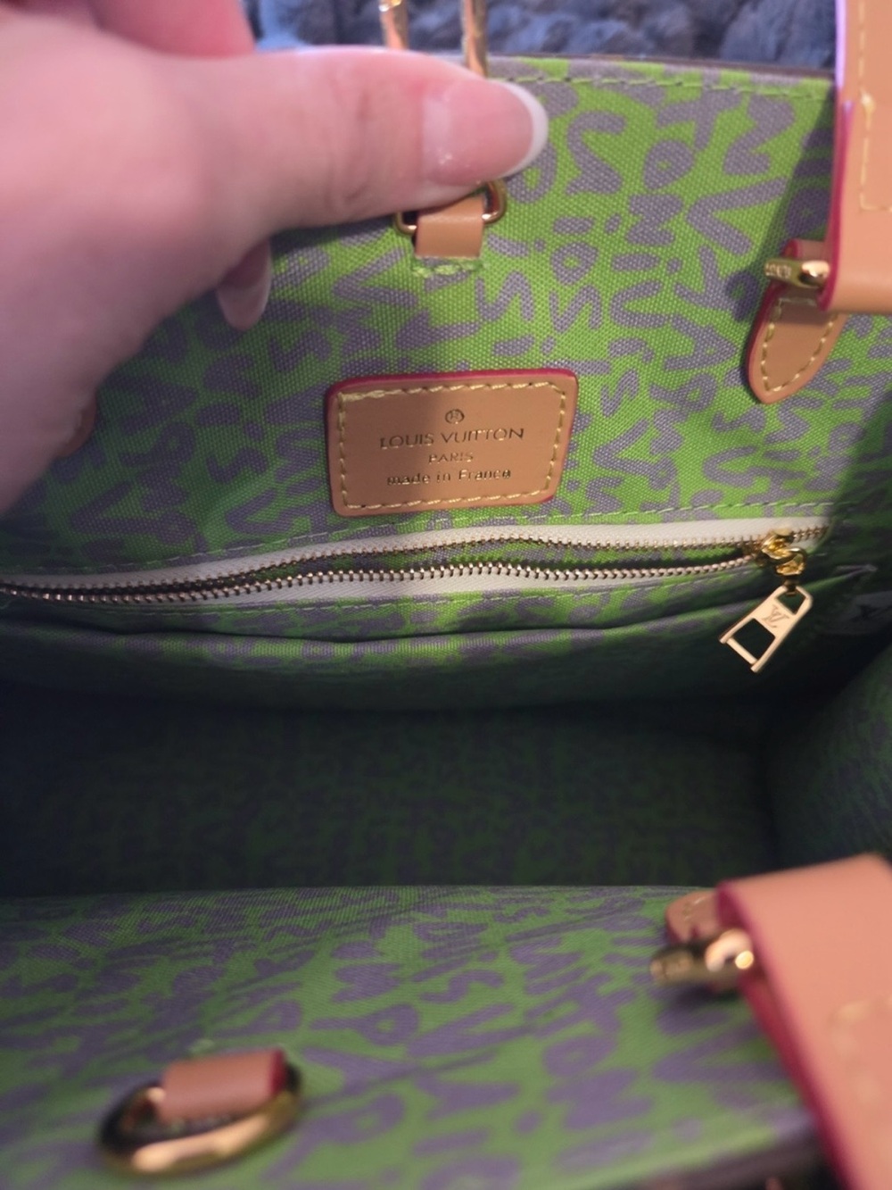 Brown Monogram Tote with Green Graffiti - Picture 8 of 8